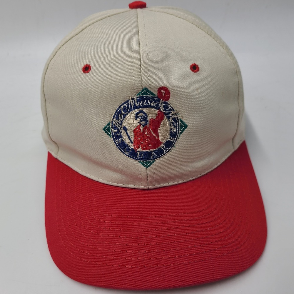 Vintage Music Man Square Hat Snapback Beige Red Meredith Willson Museum Musical